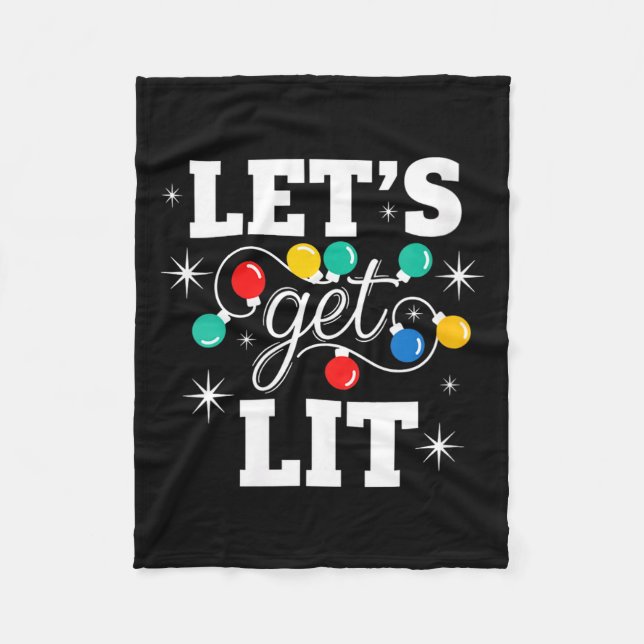 Couverture Polaire Womens Christmas Let's Get Lit Funny Holiday Light (Devant)
