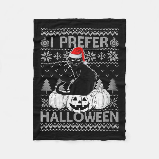 Couverture Polaire Womens Funny I Prefer Halloween Black Cat Ugly Chr (Devant)