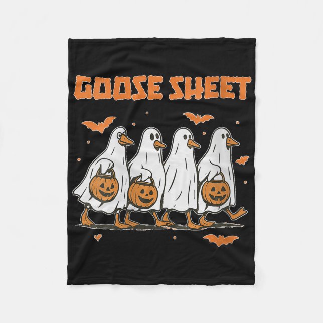 Couverture Polaire Womens Halloween Fall Goose Sheet Ghost Floral Aut (Devant)
