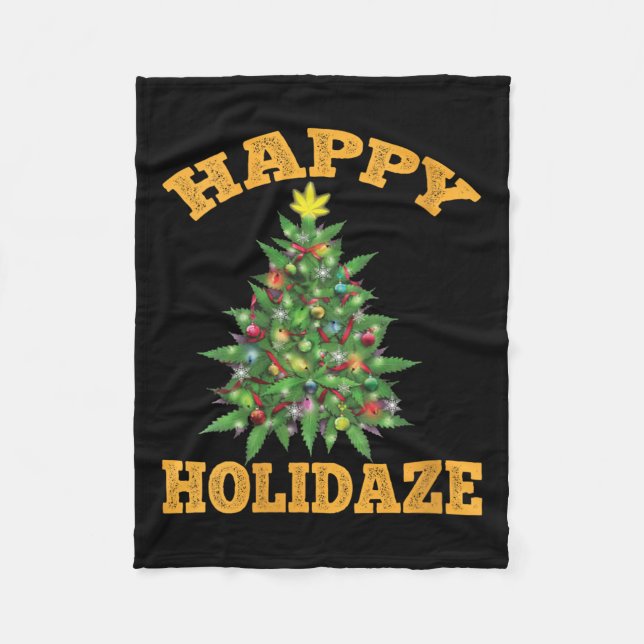 Couverture Polaire Womens Happy Holidaze Funny Weed Christmas Stoner  (Devant)