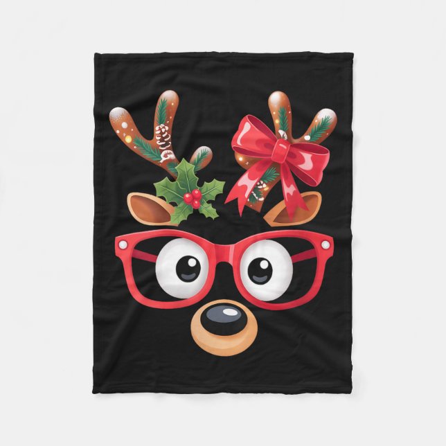 Couverture Polaire Womens Matching Family Christmas Reindeer Face Gle (Devant)