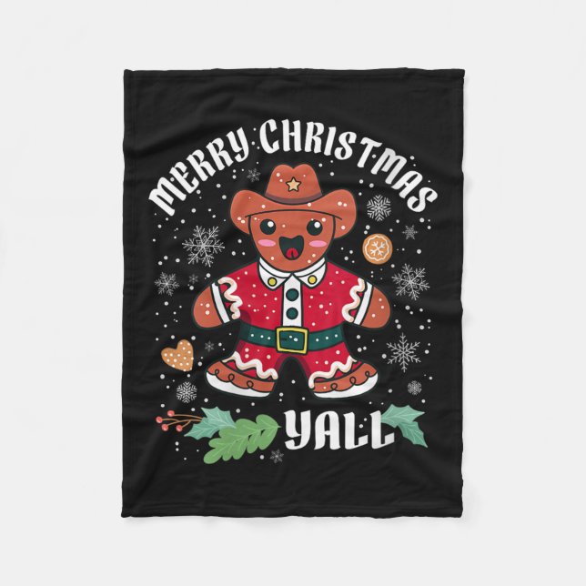 Couverture Polaire Womens Merry Christmas Yall Christmas Gingerbread  (Devant)
