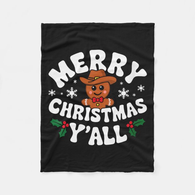 Couverture Polaire Womens Merry Christmas Yall Gingerbread Cowboy How (Devant)
