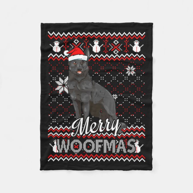 Couverture Polaire Womens Merry Woofmas Black German Shepherd Dog San (Devant)