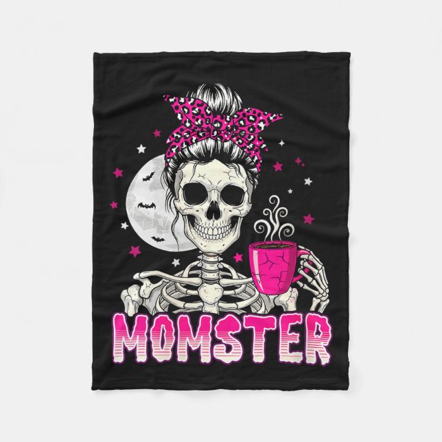 Couverture Polaire Womens Momster Skull Mom Coffee Lover Halloween Me (Devant)
