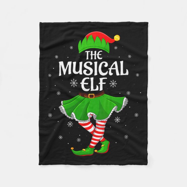 Couverture Polaire Womens Musical Elf Christmas Family Girls Women El (Devant)