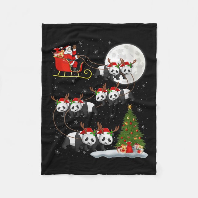 Couverture Polaire Womens Panda Santa Sleigh Flying Funny Magical Chr (Devant)