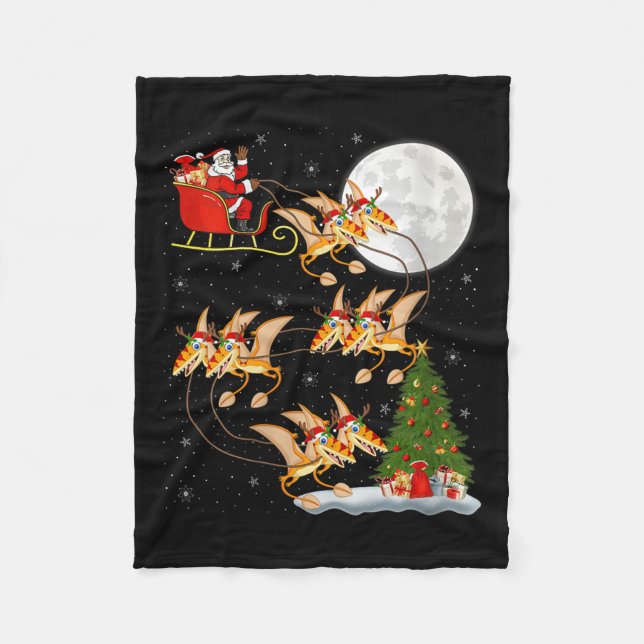 Couverture Polaire Womens Pterodactyls Dinosaur Bird Santa Sleigh Fly (Devant)