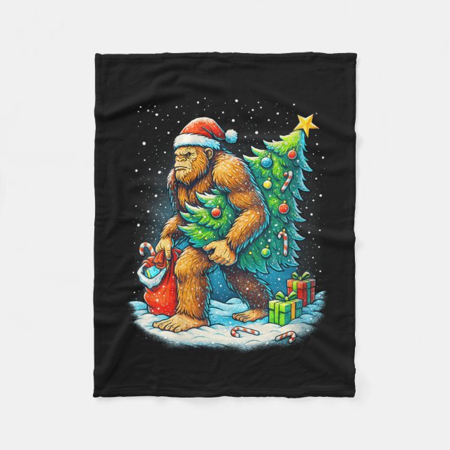 Couverture Polaire Womens Santa Bigfoot Christmas Tree Sasquatch Xmas (Devant)