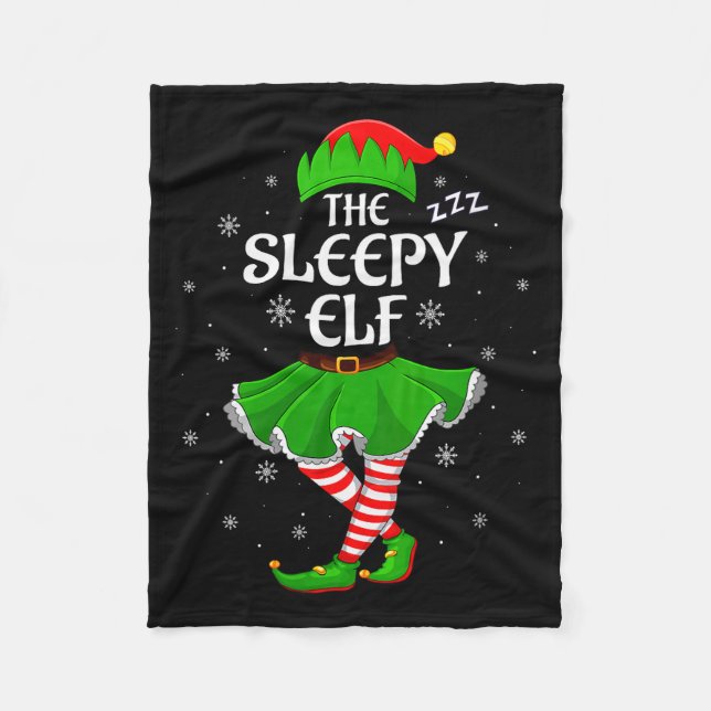 Couverture Polaire Womens Sleepy Elf Christmas Family Girls Women Elf (Devant)