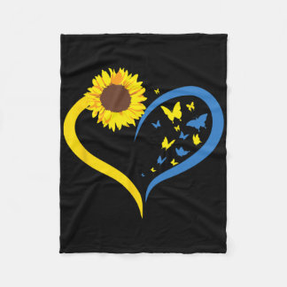 Couverture Polaire Womens Sunflower Love Heart I Stand With Ukraine B