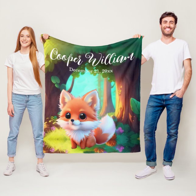 Couverture Polaire Woodland Cute bébé renard, (En situation)