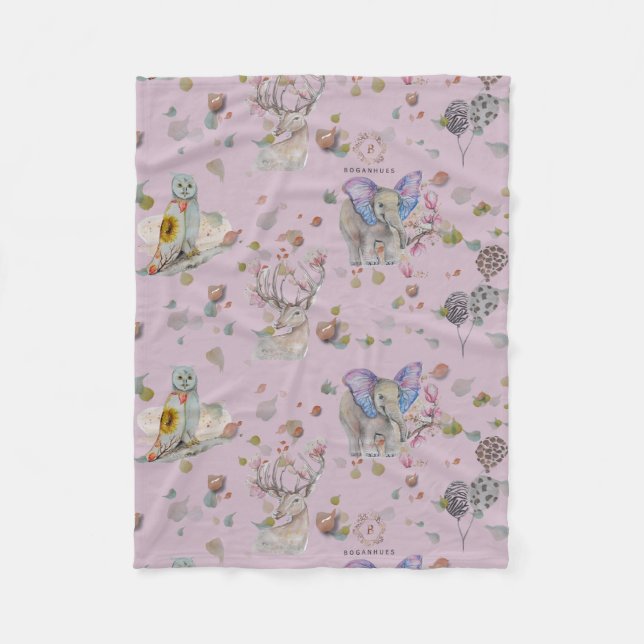 Couverture Polaire Woodland thème bébé (Devant)
