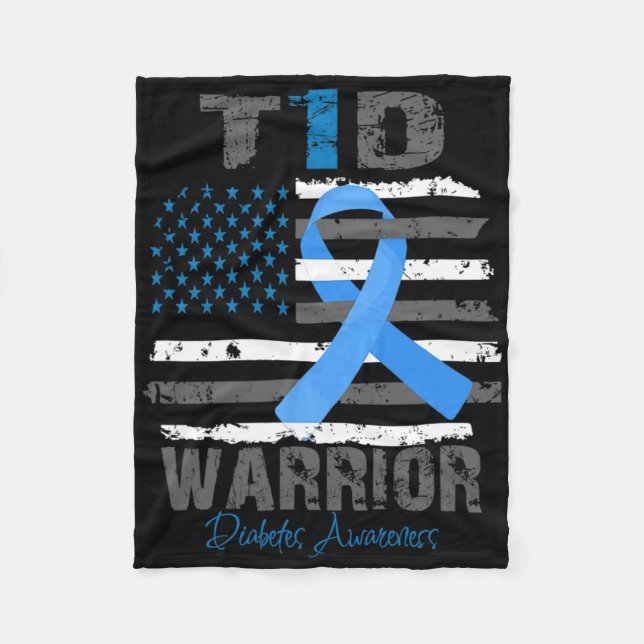 Couverture Polaire World Diabetes Awareness Blue Ribbon T1d Warrior T (Devant)