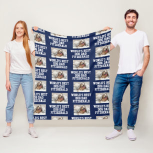 Couverture Polaire WORLDS MEILLEUR CHIEN DAD Nom personnalisé Photo