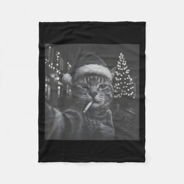 Couverture Polaire Xmas Funny Smoking Cat Cigarette Kitty Gen Z Meme  (Devant)