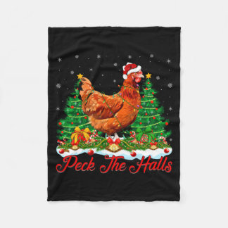 Couverture Polaire Xmas Lighting Santa Hat Chicken Christmas Tree 