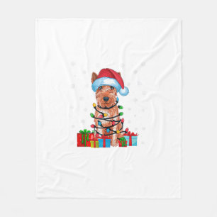Couverture Polaire Xmas Lights Père Noël Soft Coated Wheaten Terrier