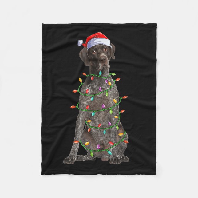 Couverture Polaire Xmas Lights Santa German Shorthaired Inter Dog Chr (Devant)