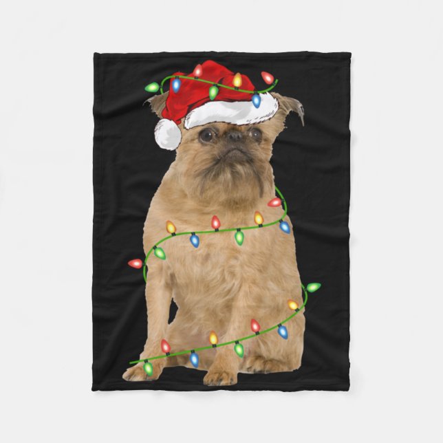Couverture Polaire Xmas Lights Santa Hat Brussels Griffon Dog Christm (Devant)