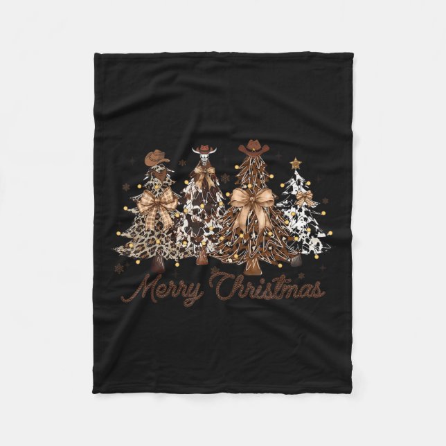 Couverture Polaire Xmas Trees Cowboy Western Merry Christmas Holiday  (Devant)