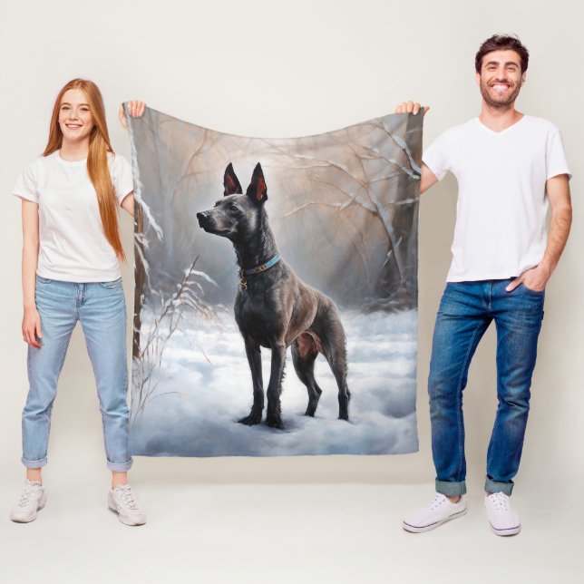 Couverture Polaire Xoloitzcuintli Laisser neiger Noël (En situation)