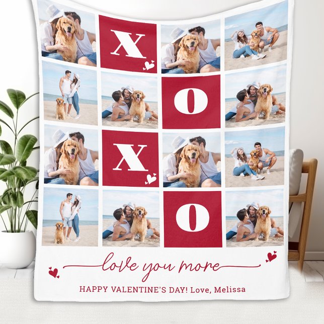 Couverture Polaire XOXO Bold Modern 4 Photo Collage Valentines Day (Créateur téléchargé)
