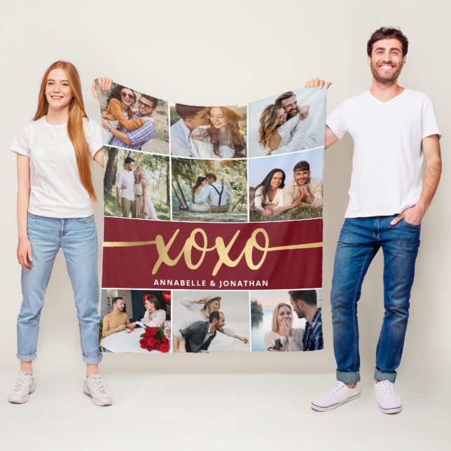 Couverture Polaire XOXO Collage photo de la Saint Valentin  (En situation)