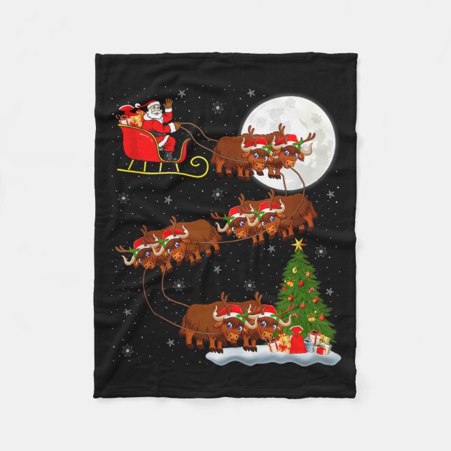 Couverture Polaire Yak Santa Sleigh Flying Funny Magical Christmas Ta (Devant)