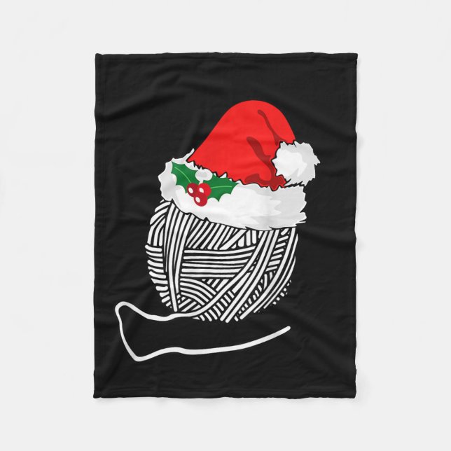 Couverture Polaire Yarn Ball Santa Knitting T Shirt Christmas Women's (Devant)