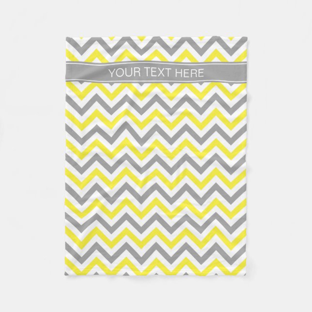 Couverture Polaire Yellow Dk Gray White LG Chevron Gray Nom Monogram (Devant)