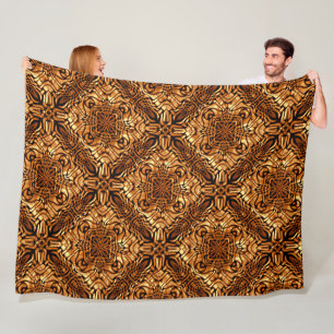 Couverture Polaire Yellow Orange Taupe Brown Hip Bohemian Bali Art