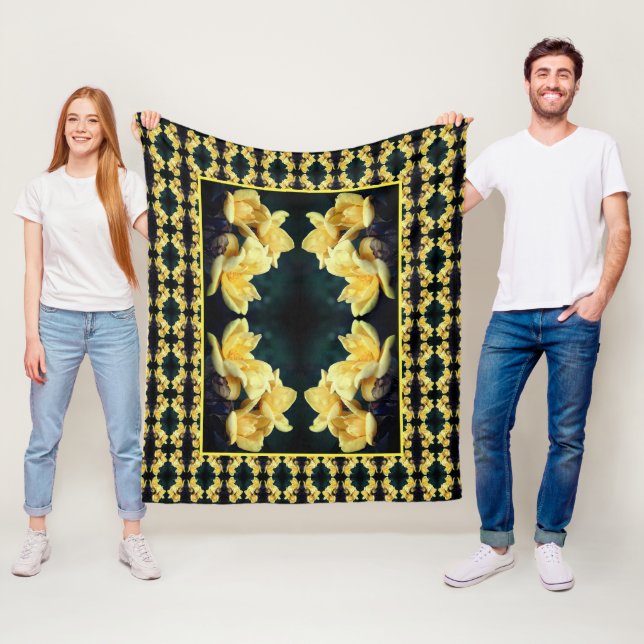 Couverture Polaire Yellow Rose Trio Motif Abstrait (En situation)