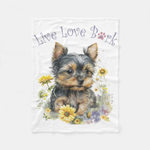 Couverture Polaire Yorkie Chien Maman Florale