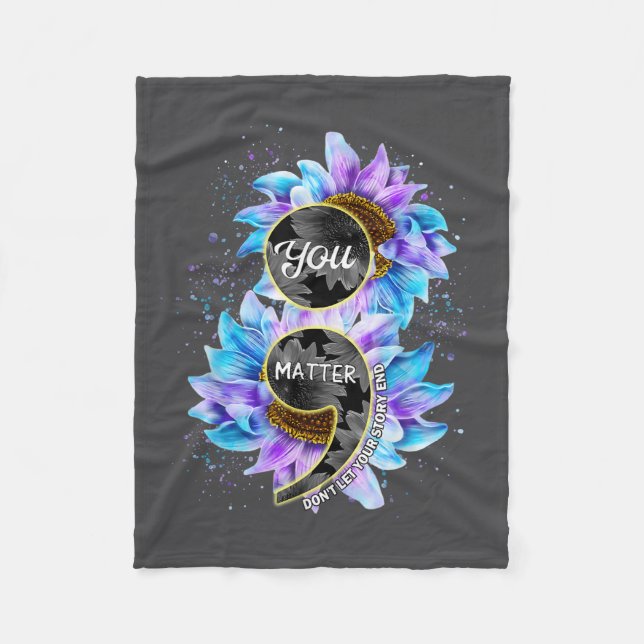 Couverture Polaire You Suicide Prevention Awareness Semicolon Sunflow (Devant)