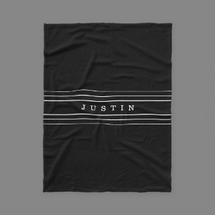 Couverture Polaire Your Custom Text & Modern Stripes Black & White