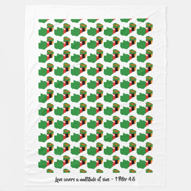 Couverture Polaire ZAMBIA MAP Couvre-lit chrétien couvre-lit (Devant)