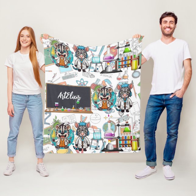 Couverture Polaire Zebra Mad Scientist Imprimer (En situation)