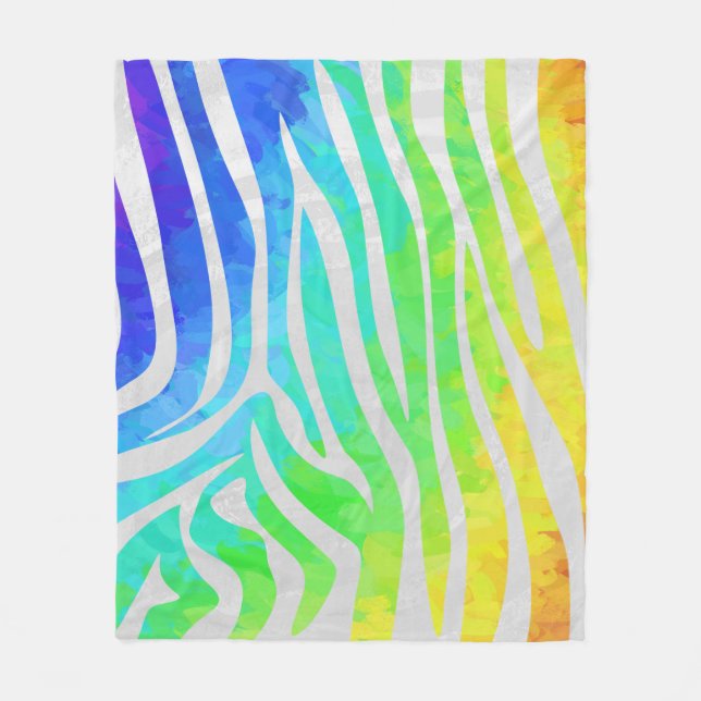 Couverture Polaire Zebra Rainbow et White Print (Devant)