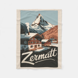 Couverture Polaire Zermatt Suisse Travel Art Vintage