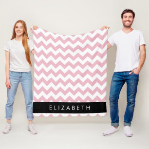 Couverture Polaire Zigzag Rose, Chevron Rose, Motif Vague, Votre Nom