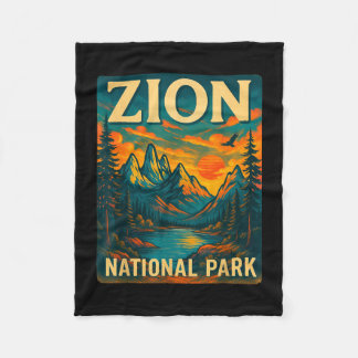 Couverture Polaire Zion parc national vintage voyage extérieur