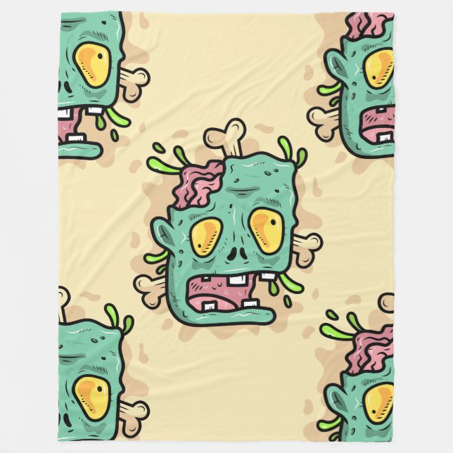 Couverture Polaire zombie d'halloween beige (Devant)