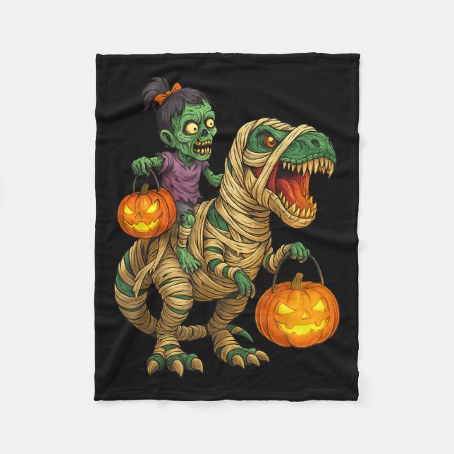 Couverture Polaire Zombie Girl Riding maman T Rex Halloween Kids Tri (Devant)