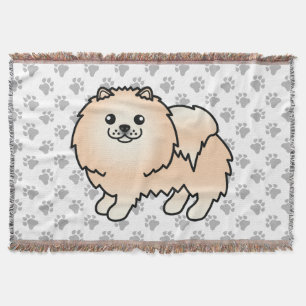 Couverture Pomeranian crème Chien de dessin animé mignon & Pa