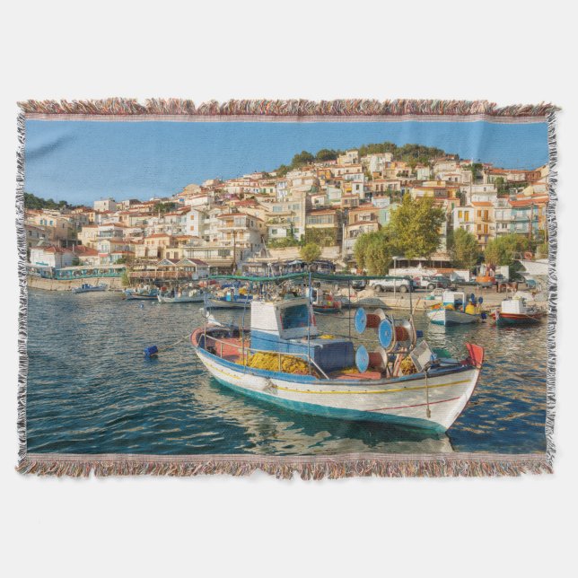 Couverture Port avec bateaux de pêche à Plomari, Lesvos, Grèc (Devant)