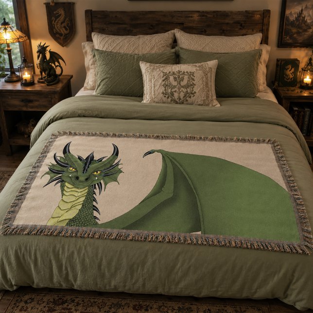 Couverture Portrait de dragon mignon vert sur fond pêche (Créateur téléchargé)