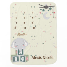 ABC Cute Elephant Monthly Baby Blanket
