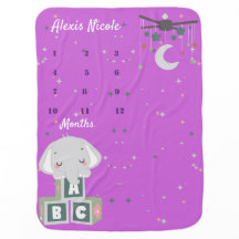 ABC Cute Elephant Monthly Baby Blanket