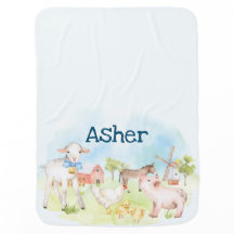 Couverture pour bébé animal de ferme personnalisée